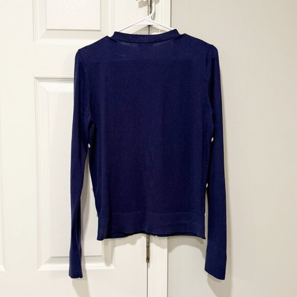 Kate Spade Navy Blue Pearl Cardigan Size Medium - Picture 3 of 5
